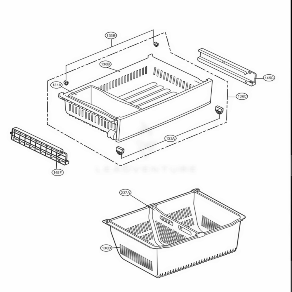 Freezer Parts Diagram and Parts List for LRFCS25D3S ASTCNA0 LG Refrigerator