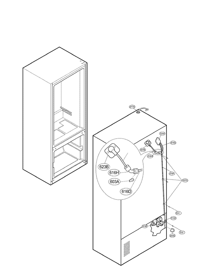 Ice Maker Parts Diagram and Parts List for LFX25971SB 02 LG Refrigerator