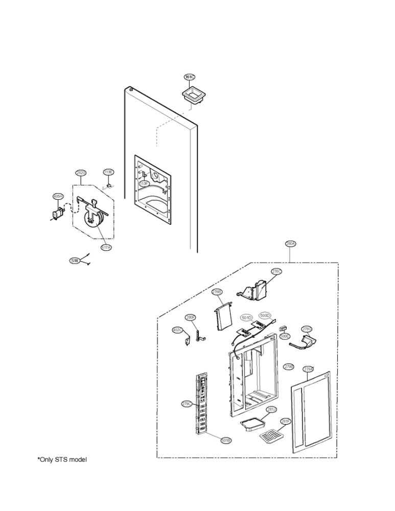 Dispenser Parts Diagram and Parts List for LSC27921ST 00 LG Refrigerator