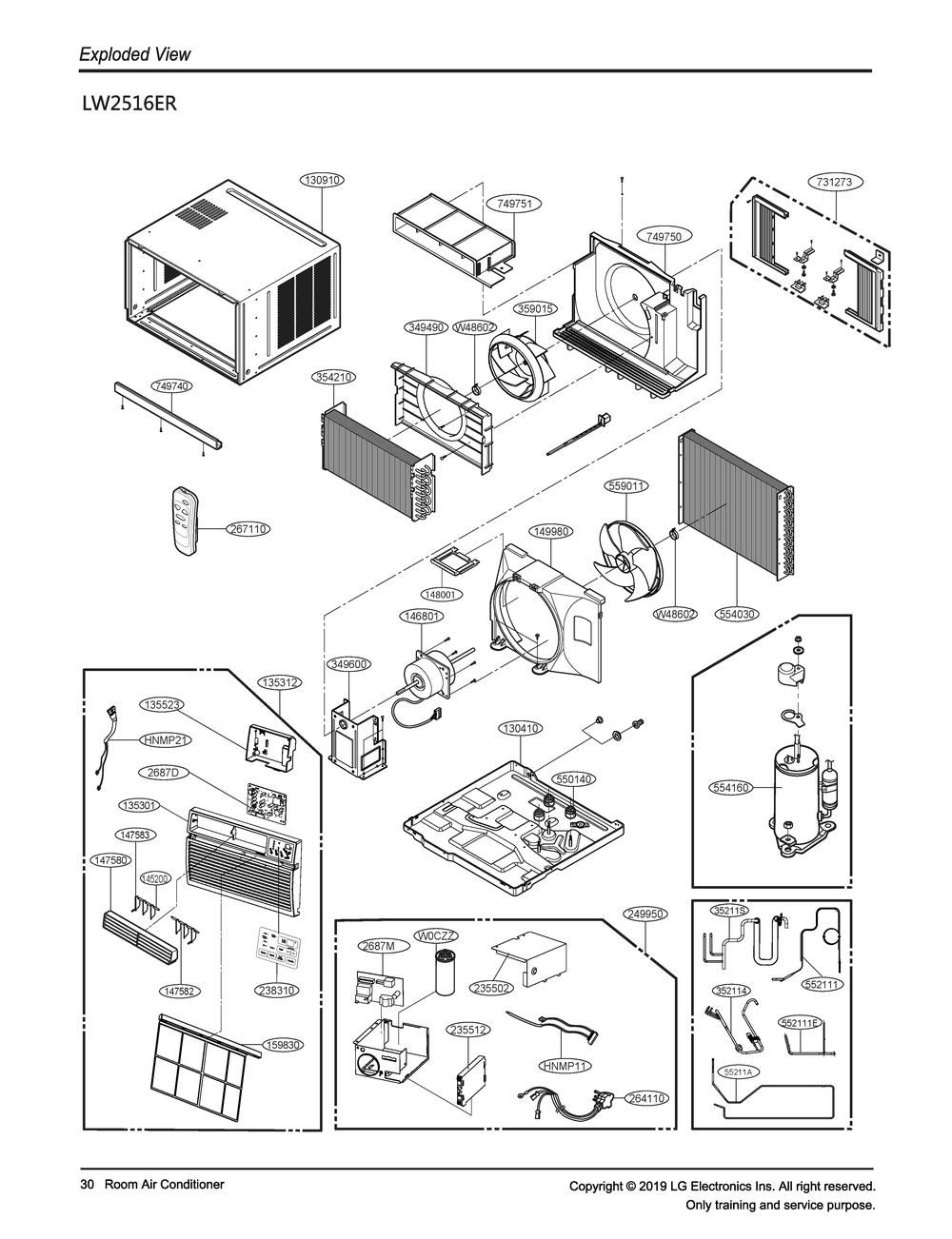 Diagram 1 Diagram and Parts List for W3NC25TNCE2 AT3AHDS LG Air Conditioner