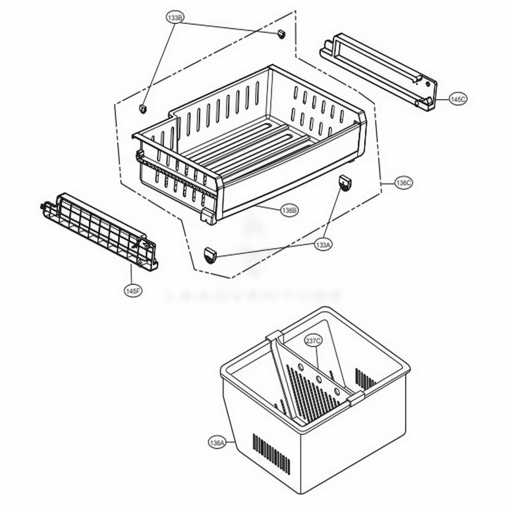 Freezer Parts Diagram and Parts List for 70339 AWBCSE1 LG Refrigerator
