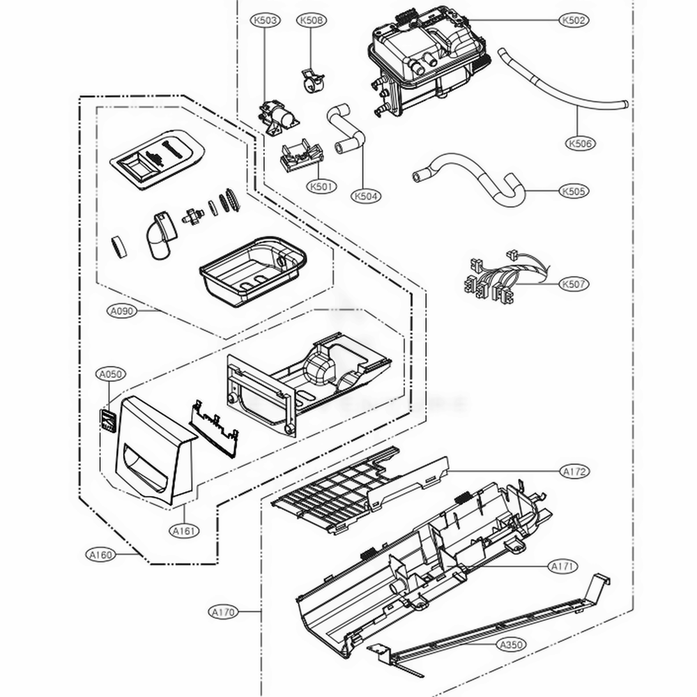 Panel Drawer Assembly And Guide Assembly Diagram and Parts List for 91548 APBESEU LG Dryer