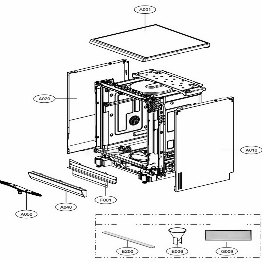 Main 1 Diagram and Parts List for D1454CFN AASGBRS LG Dishwasher