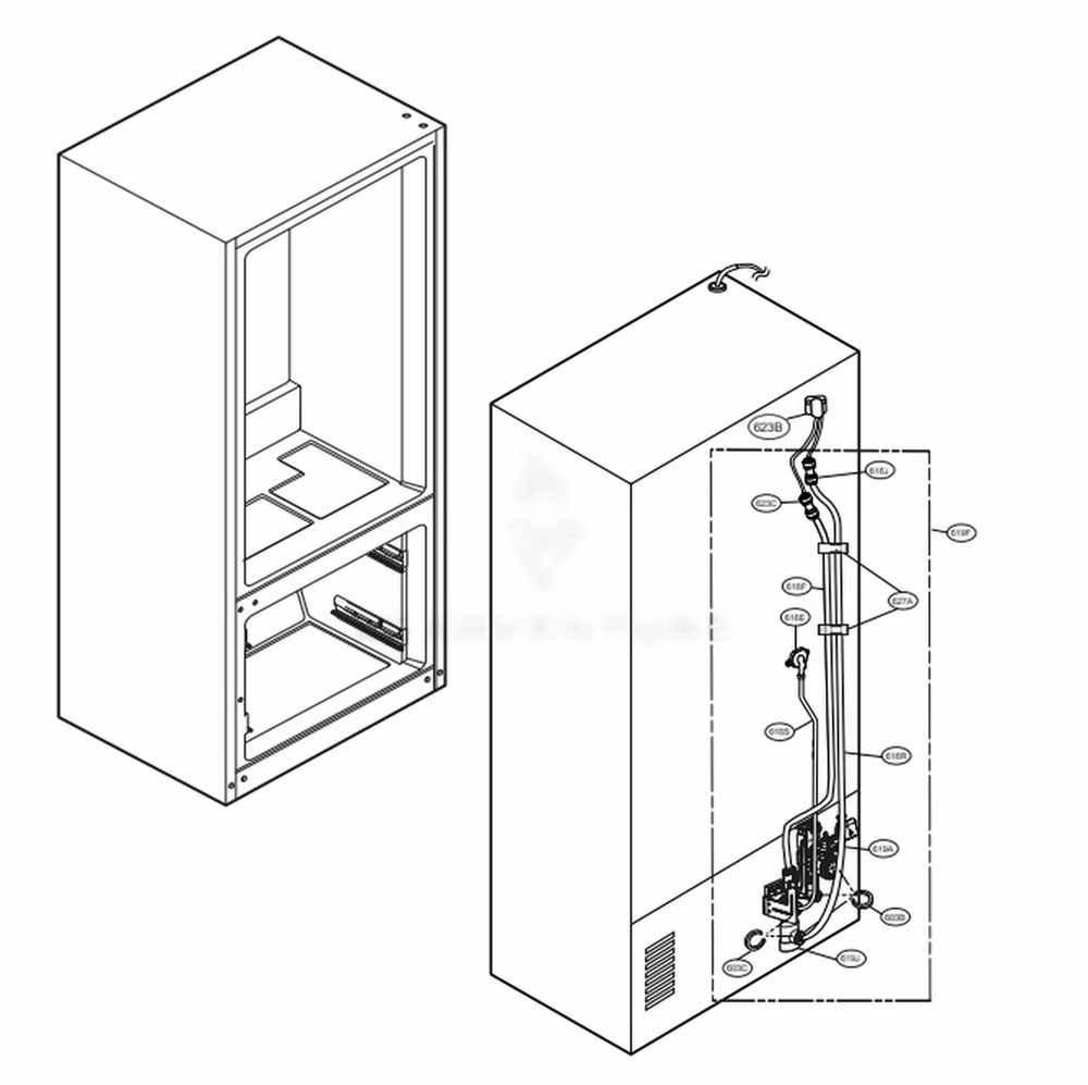 Valve And Water Tube Parts Diagram and Parts List for LRMDS3006D ASBCNA0 LG Refrigerator
