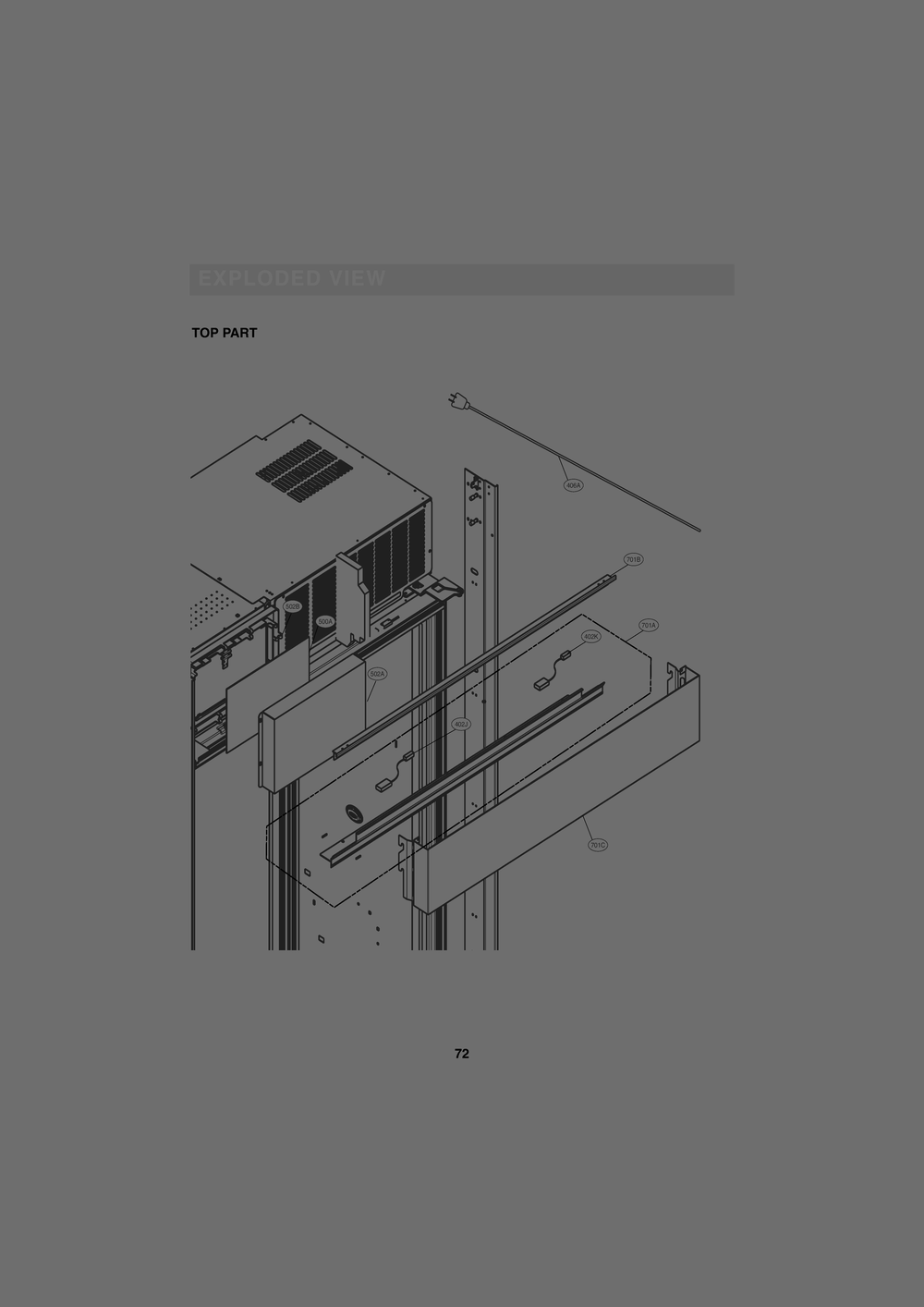 Top Part Diagram and Parts List for GR-L276SSDM ASTCNA0 LG Refrigerator