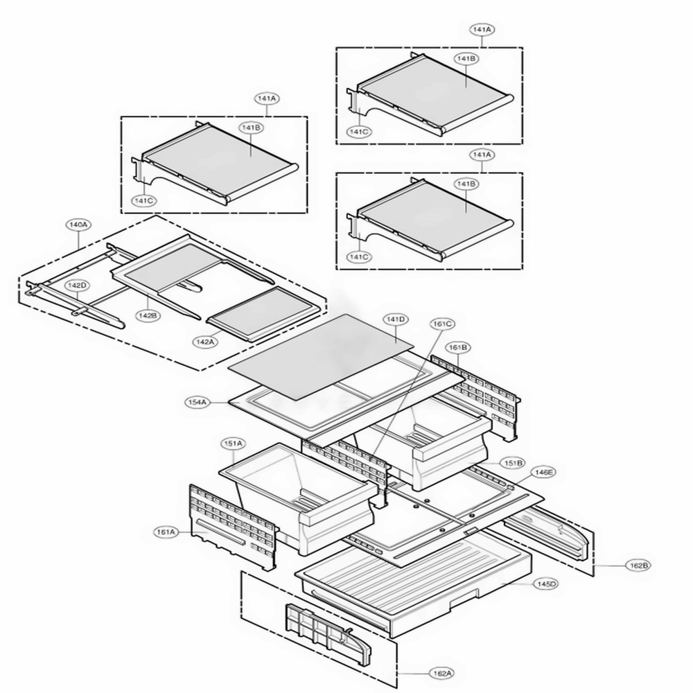 Refrigerator Parts Diagram and Parts List for 78549 AWB3SER LG Refrigerator