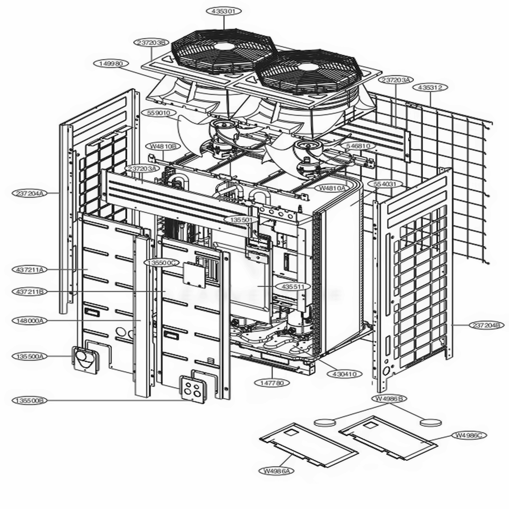 Main 2 Diagram and Parts List for ARUN145DTE4 AWGBLUS LG Air Conditioner