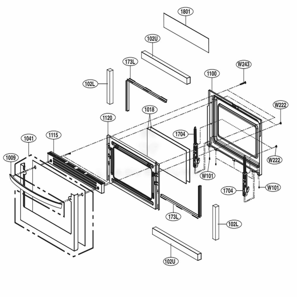 Lower Door Parts Diagram and Parts List for LDE4411ST ASTLLGA LG Range
