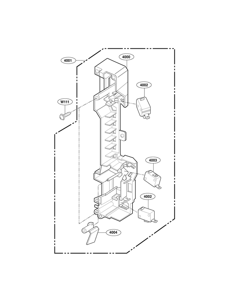 Latch Board Parts Diagram and Parts List for LMV1915NVB  LG Microwave