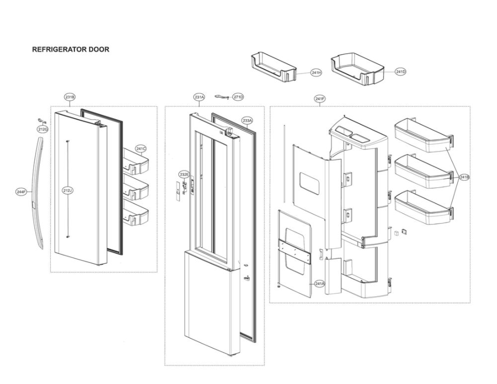 Refrigerator Door Parts Diagram and Parts List for LSXS26366D 09 LG Refrigerator