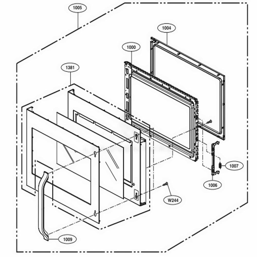 Door Parts Diagram and Parts List for LSMC3086SS CFSESTD LG Range