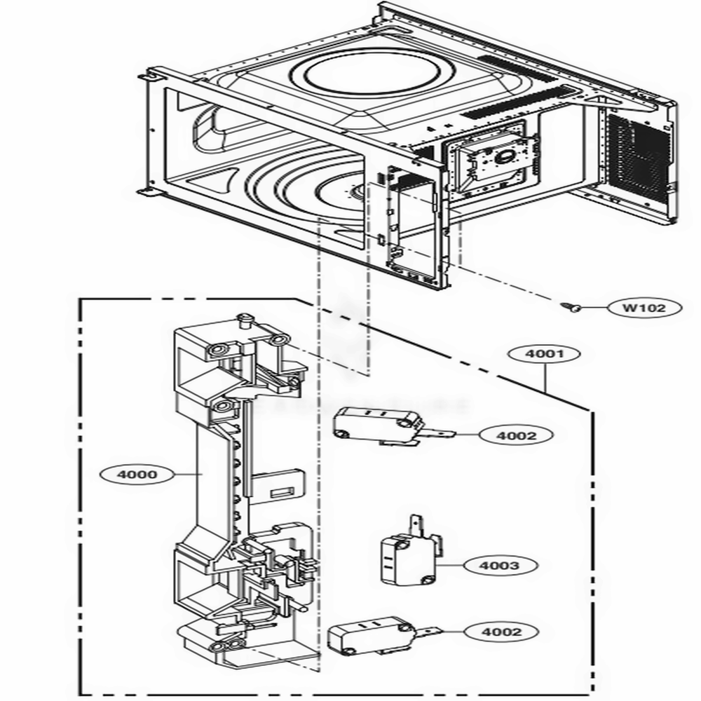 Latch Board Parts Diagram and Parts List for LCS1413SB CBKEBBY LG Wall Oven