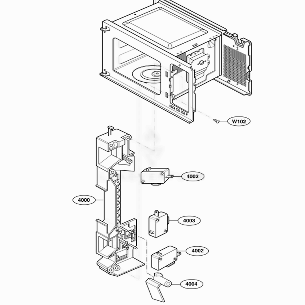 Latch Board Parts 1 Diagram and Parts List for 62252 CW1ESEA LG Wall Oven