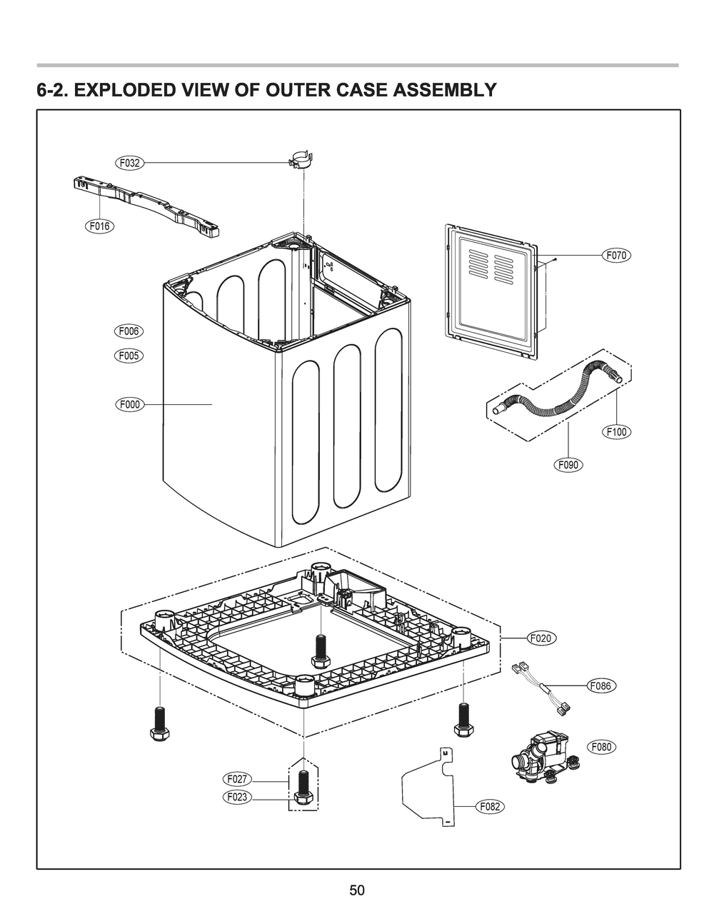Outer Case Assembly Diagram and Parts List for T1471HGPV ABWEVUS LG Washer