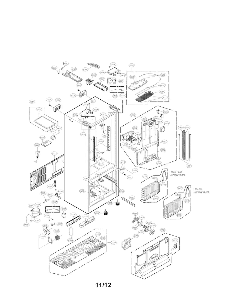 Case Parts Diagram and Parts List for LFX31925ST 02 LG Refrigerator