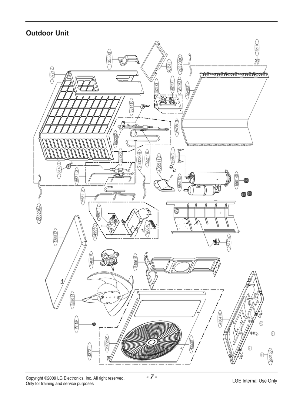 Outdoor Unit Diagram and Parts List for ASUW163C2U1 AWHBEUS LG Air Conditioner