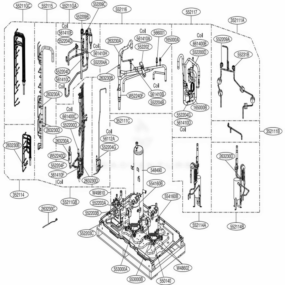 Main 3 Diagram and Parts List for ARUB144DTE4 AWGBLUS LG Air Conditioner