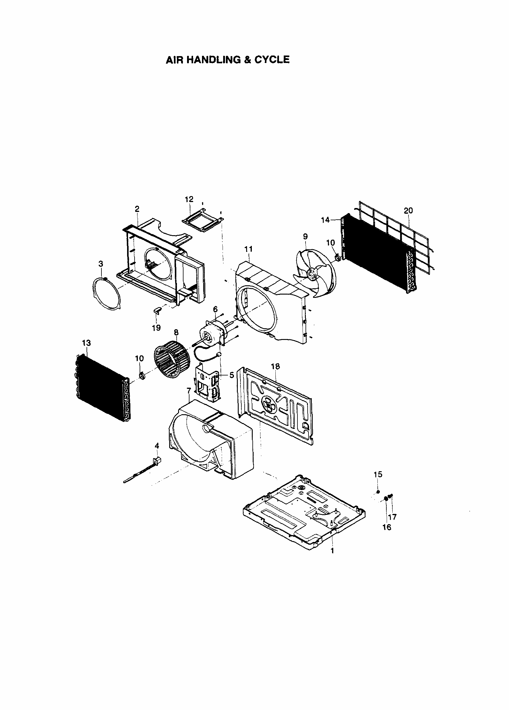 Air Handling And Cycle Diagram and Parts List for 58079122890  Kenmore Air Conditioner