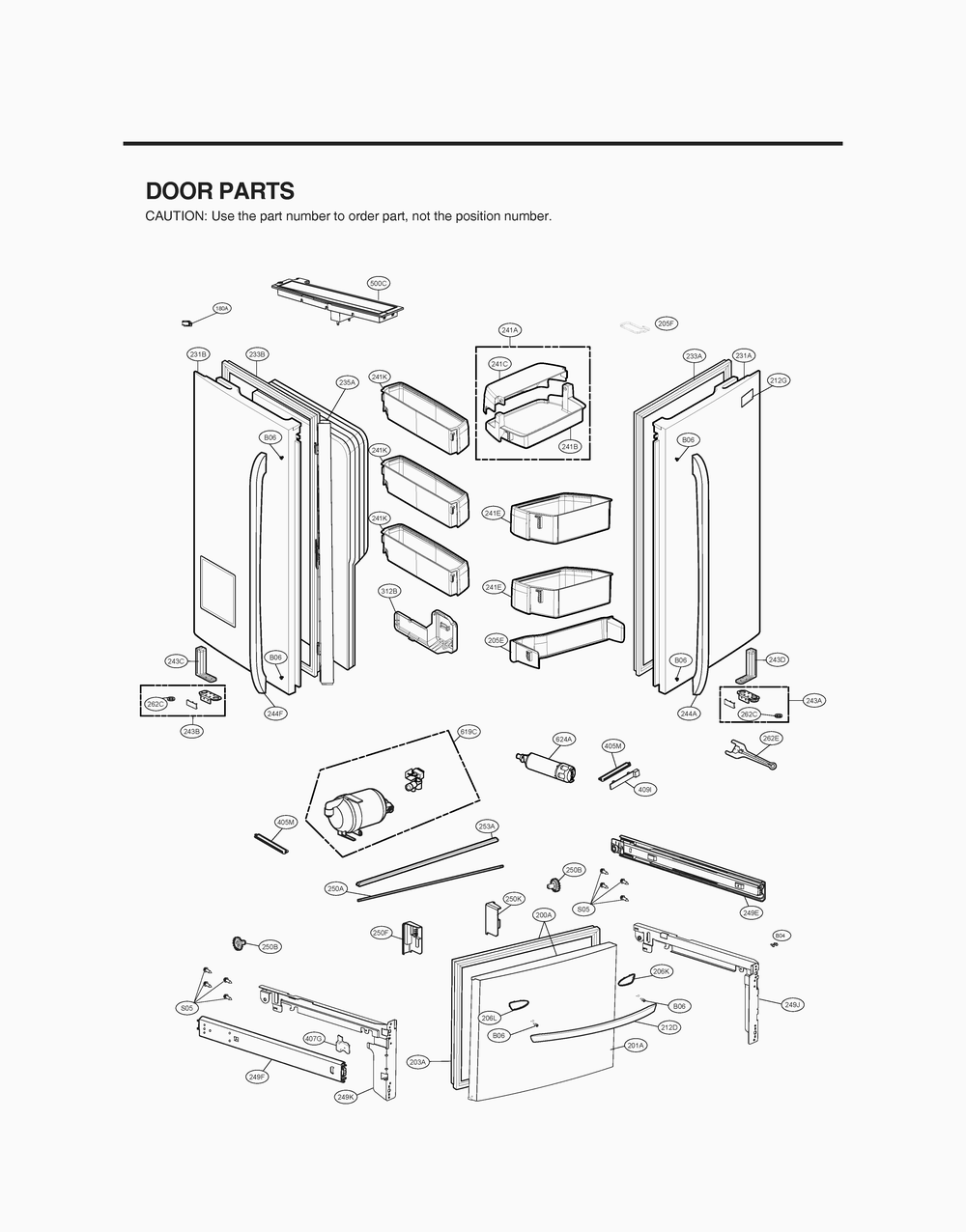 Door Parts Diagram and Parts List for GR-L298LSJM ASTCNA1 LG Refrigerator