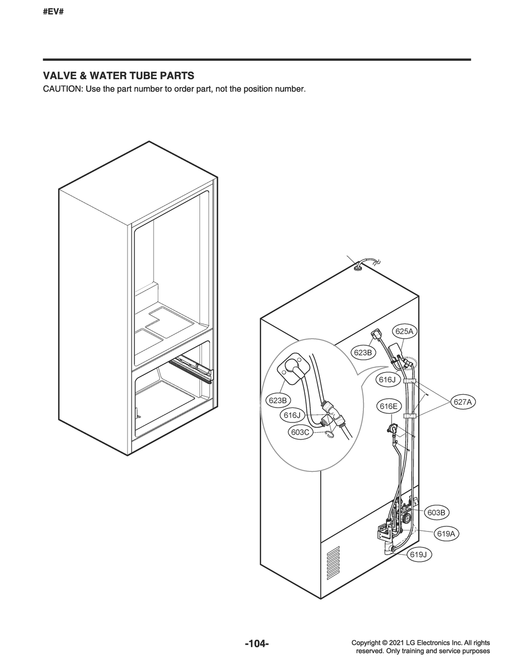 Valve And Water Tube Parts Diagram and Parts List for GR-L268NKSM ASBCNAA LG Refrigerator