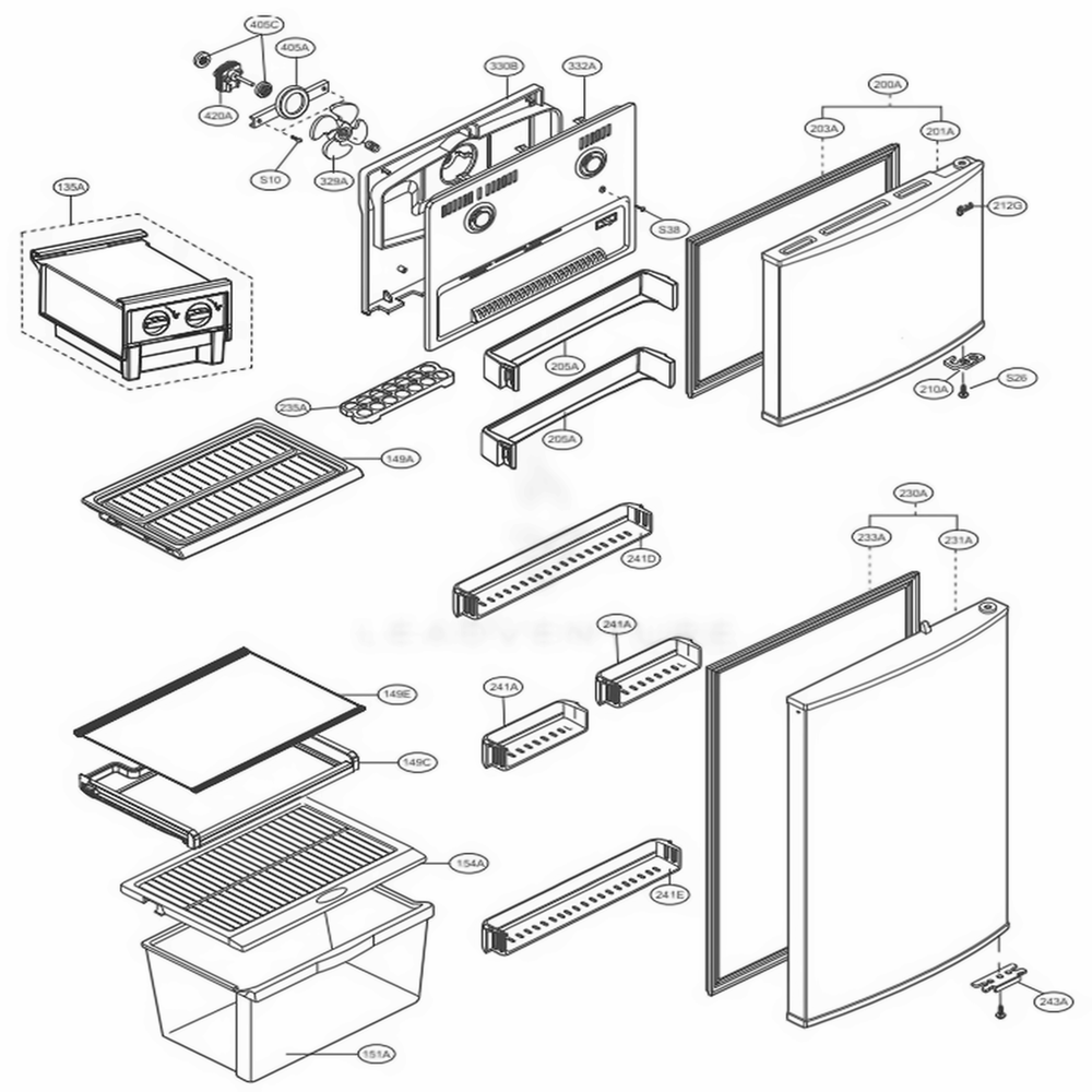 Door Parts Diagram and Parts List for LTNC11121V APZCNA0 LG Refrigerator