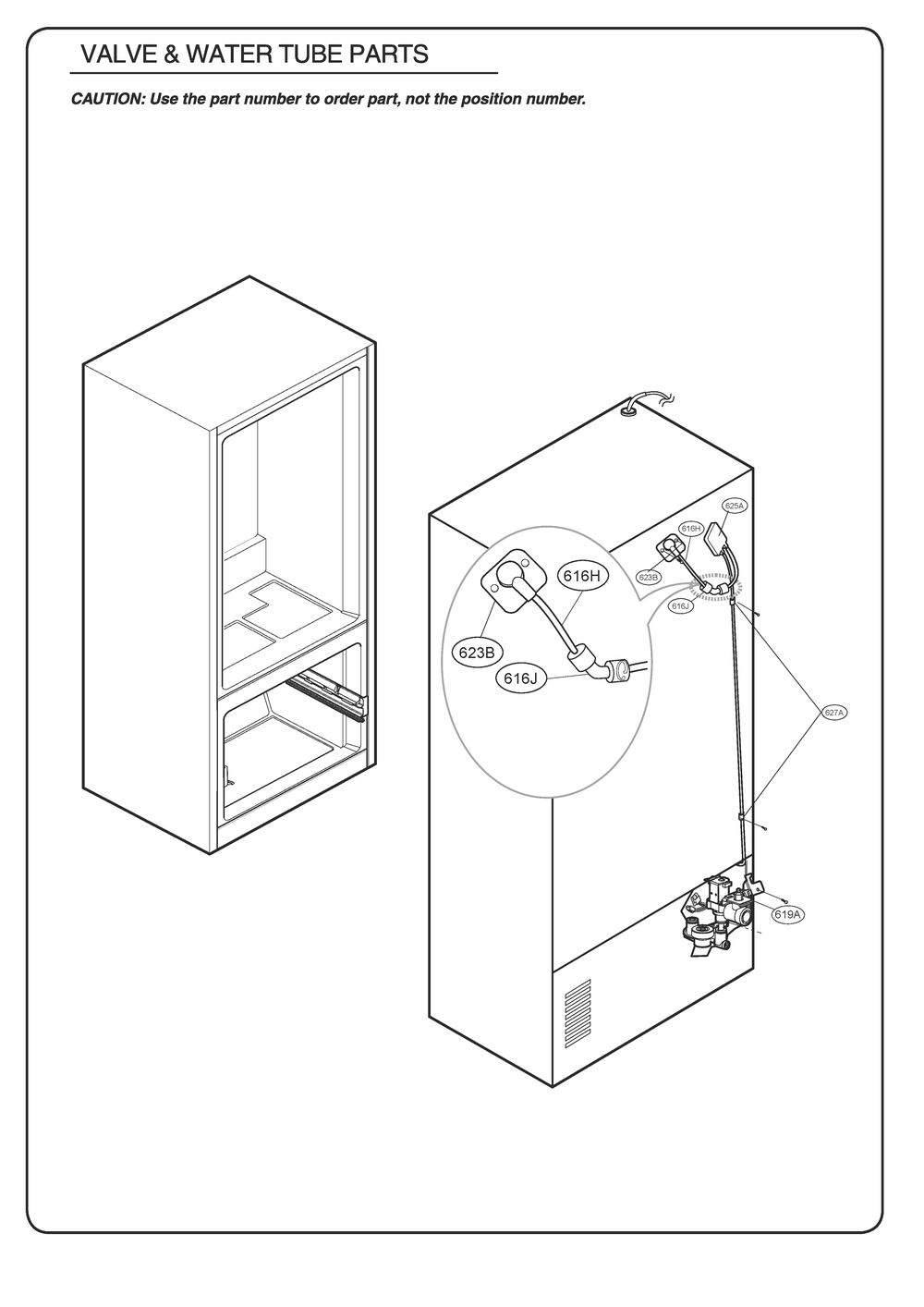 Valve And Water Tube Parts Diagram and Parts List for GR-L28ANSJM ASTCSE2 LG Refrigerator