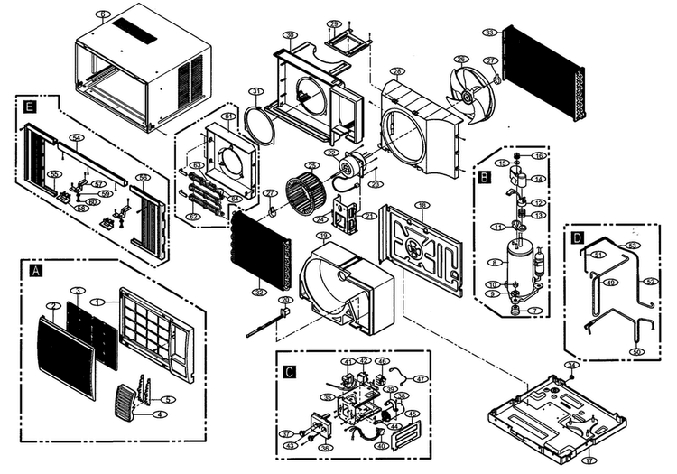 Cabinet Parts Diagram and Parts List for R1201H  LG Air Conditioner
