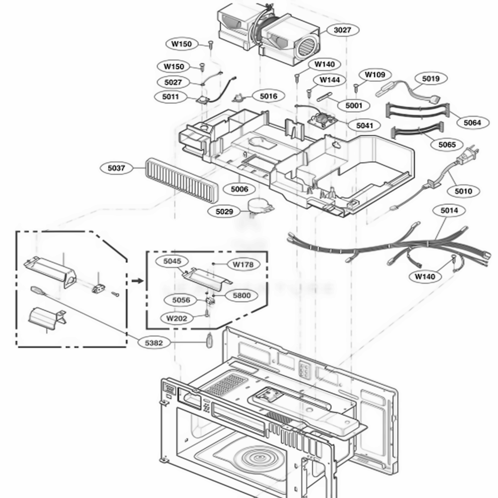 Interior Parts 2 Diagram and Parts List for 63764 ABSESEA LG Range