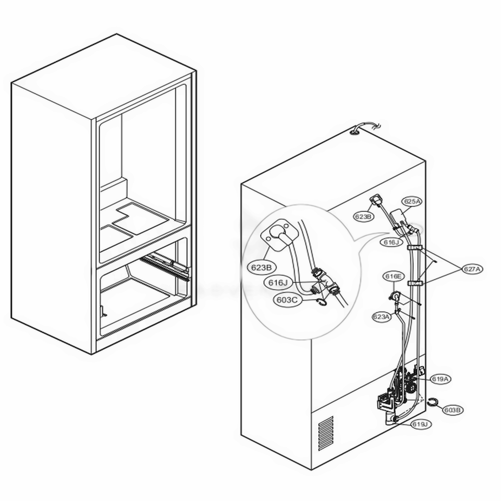 Valve And Water Tube Parts Diagram and Parts List for LFXS28596S ASTCNA2 LG Refrigerator