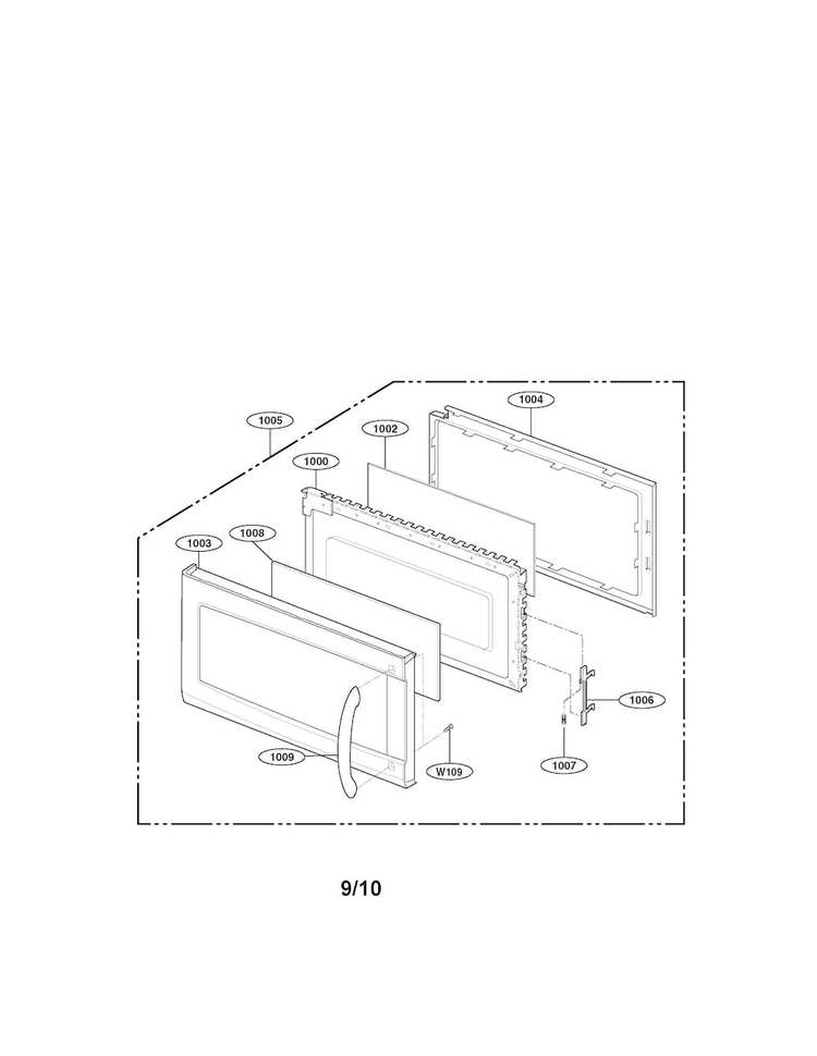 Door Parts Diagram and Parts List for LMV1645SW  LG Microwave