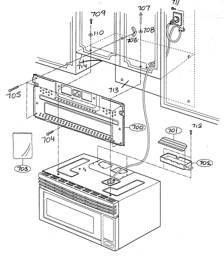 Installation Parts Diagram and Parts List for MV-1304B  LG Microwave