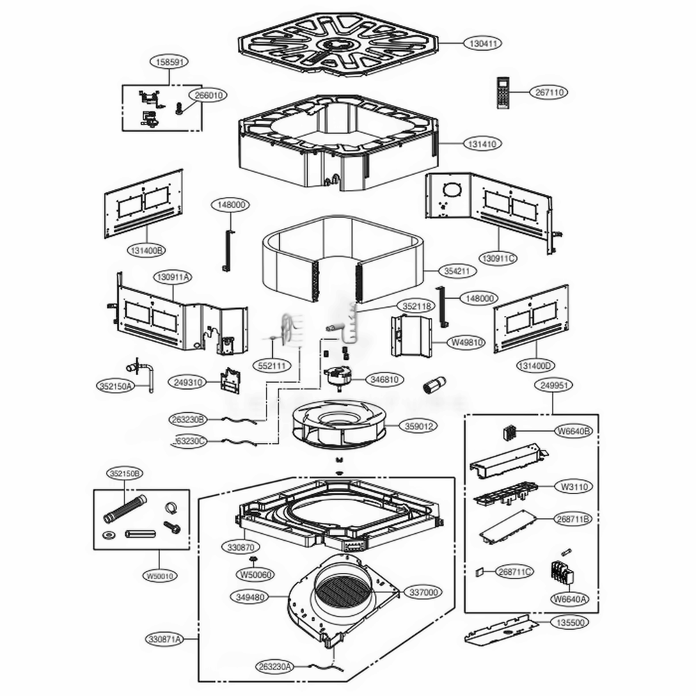 Main Diagram and Parts List for MC24Y3J ENWBFRD LG Air Conditioner