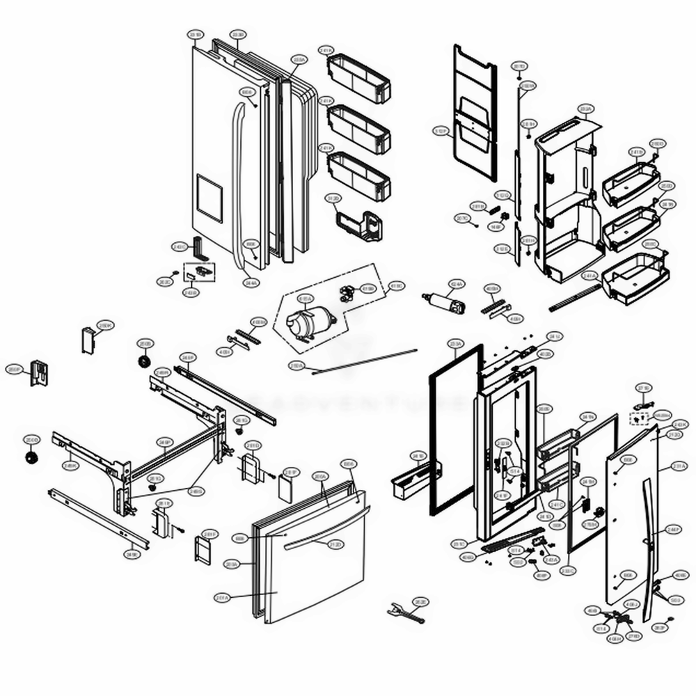 Door Parts Diagram and Parts List for 72379 AWBCSE2 LG Refrigerator