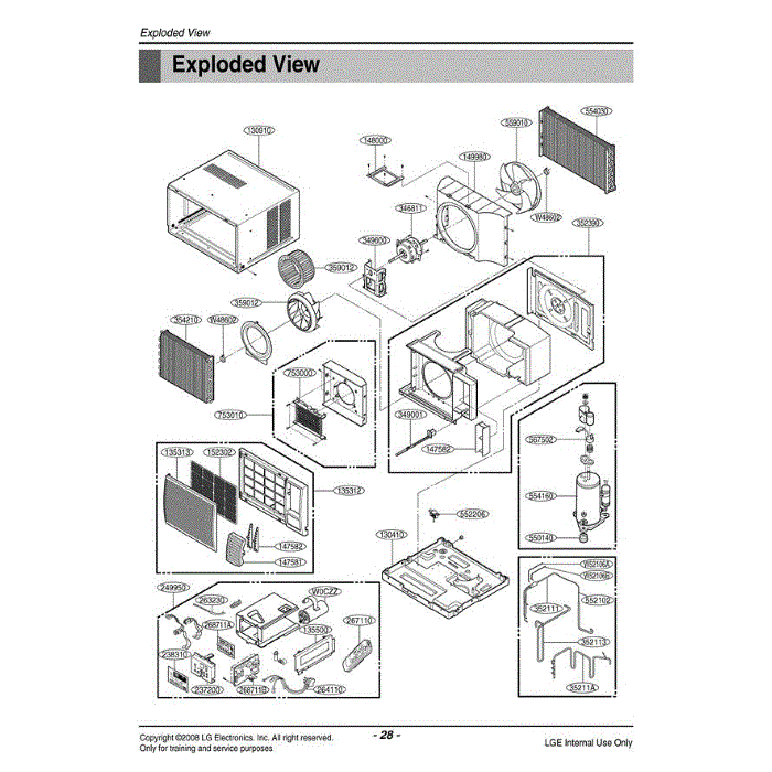 Section Diagram and Parts List for LWHD1200HR AWYAHDP LG Air Conditioner