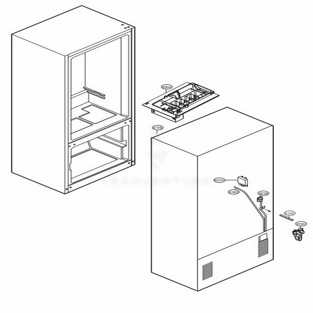 Ice Maker Parts Diagram and Parts List for 71329 AWBCSE0 LG Refrigerator
