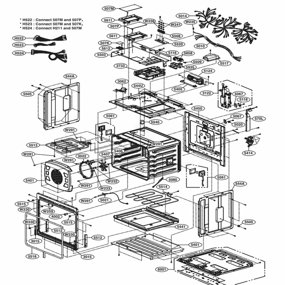 Cavity Parts Diagram and Parts List for SKSSV3001S ASTLSGN LG Range