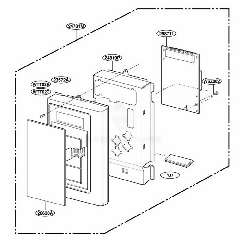 Controller Parts Diagram and Parts List for MH7135XEB1 B1EWRP LG Range