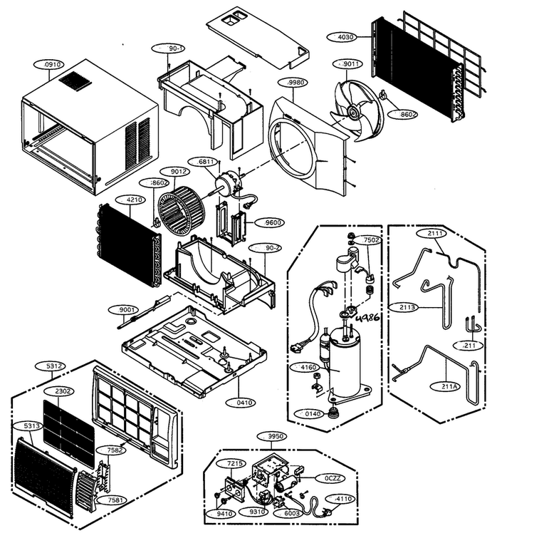 Cabinet Parts Diagram and Parts List for LW-B0712CL  LG Air Conditioner