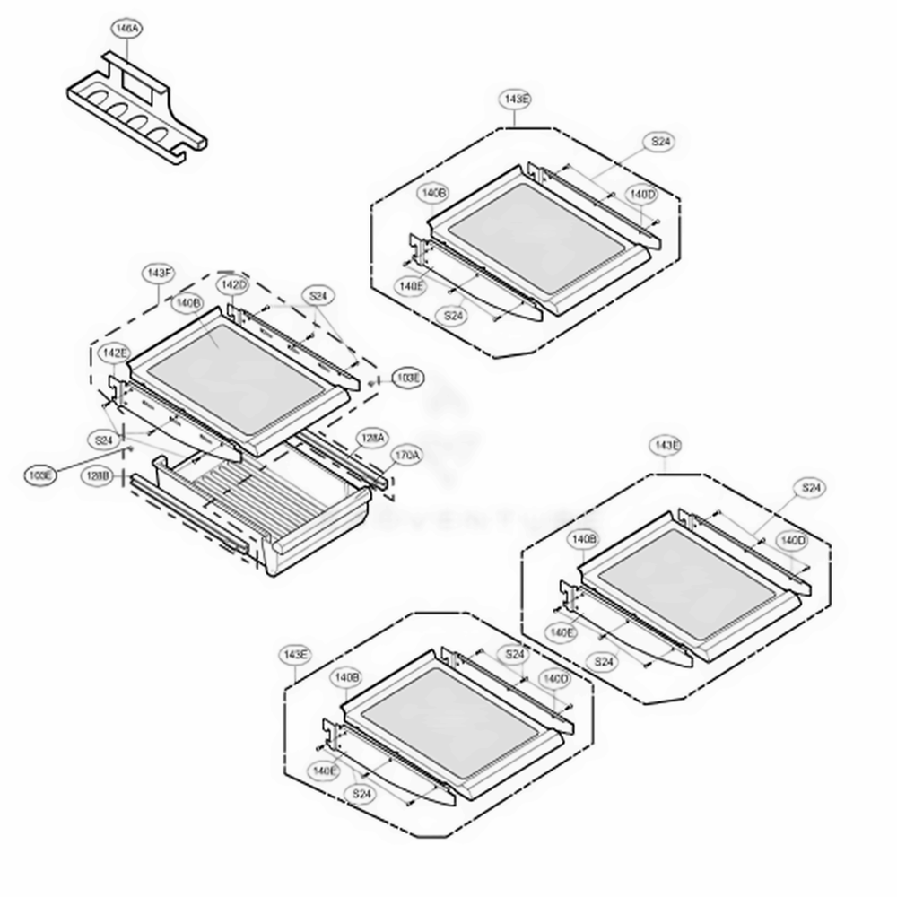 Refrigerator Parts 2 Diagram and Parts List for LRDC20731SW ASWCLGY LG Refrigerator