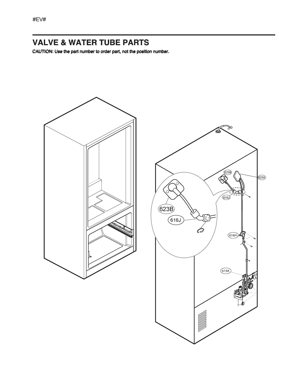 Valve And Water Tube Parts Diagram and Parts List for GM-F298NSSH ASTCNA0 LG Refrigerator