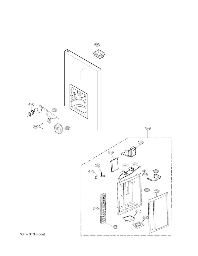 Dispenser Parts Diagram and Parts List for LSC27921SB05  LG Refrigerator