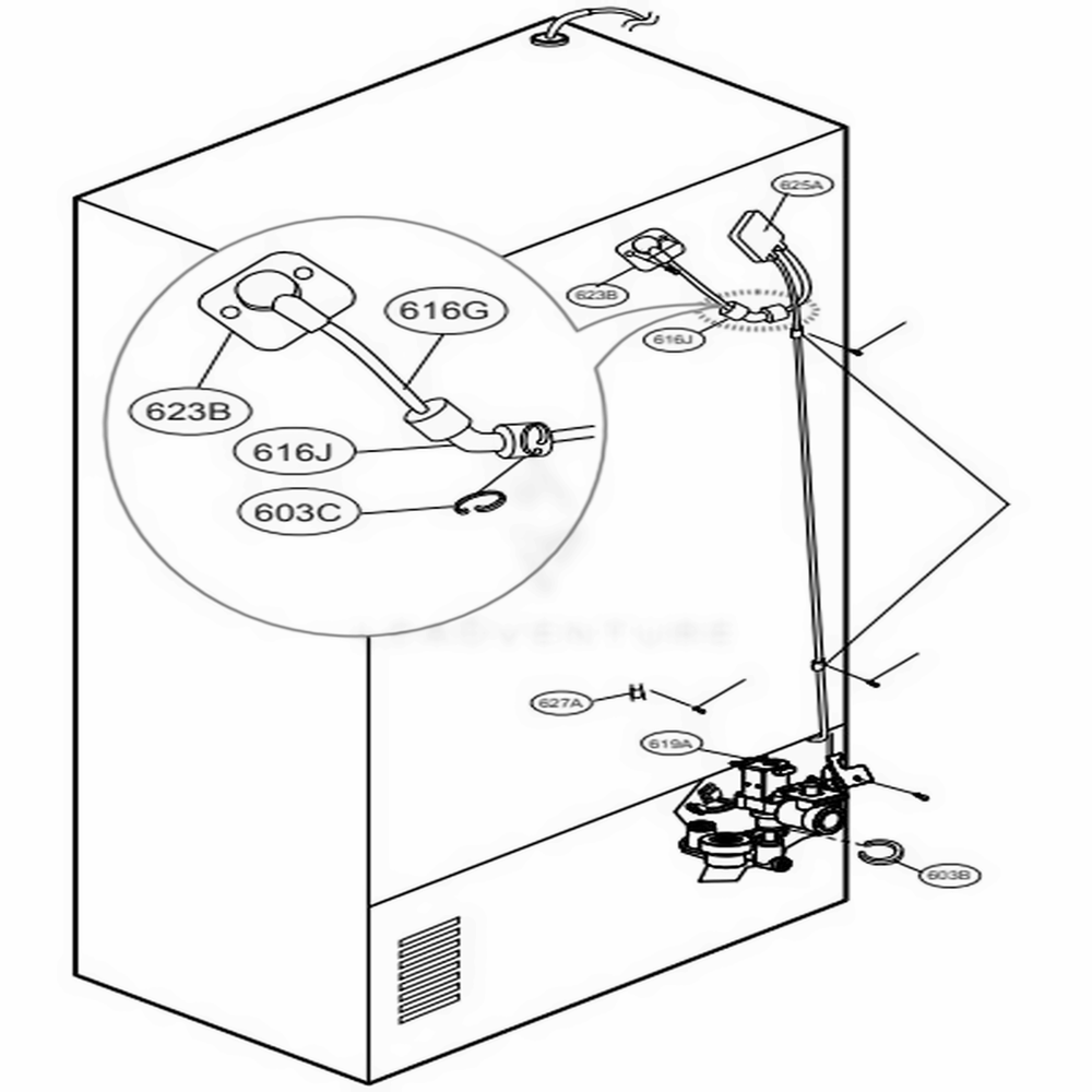 Valve And Water Tube Parts 2 Diagram and Parts List for 79993 ASTCSE0 LG Refrigerator