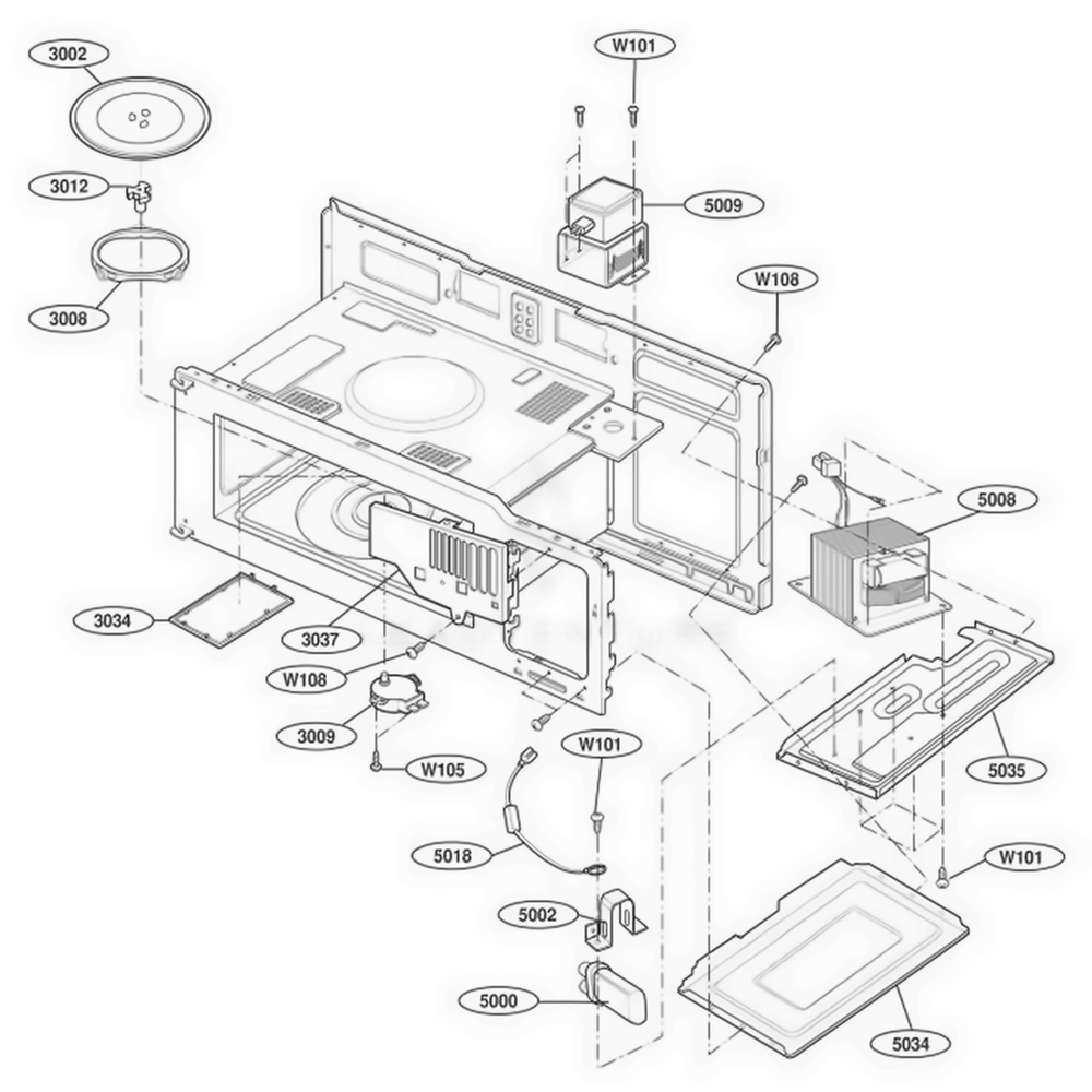 Interior Parts 1 Diagram and Parts List for MV1526B CB1ESEG LG Wall Oven