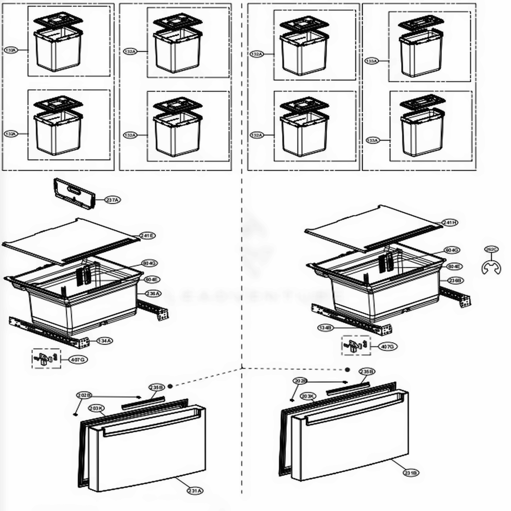 Main 4 Diagram and Parts List for LRKNS1400V ANSCNA0 LG Refrigerator