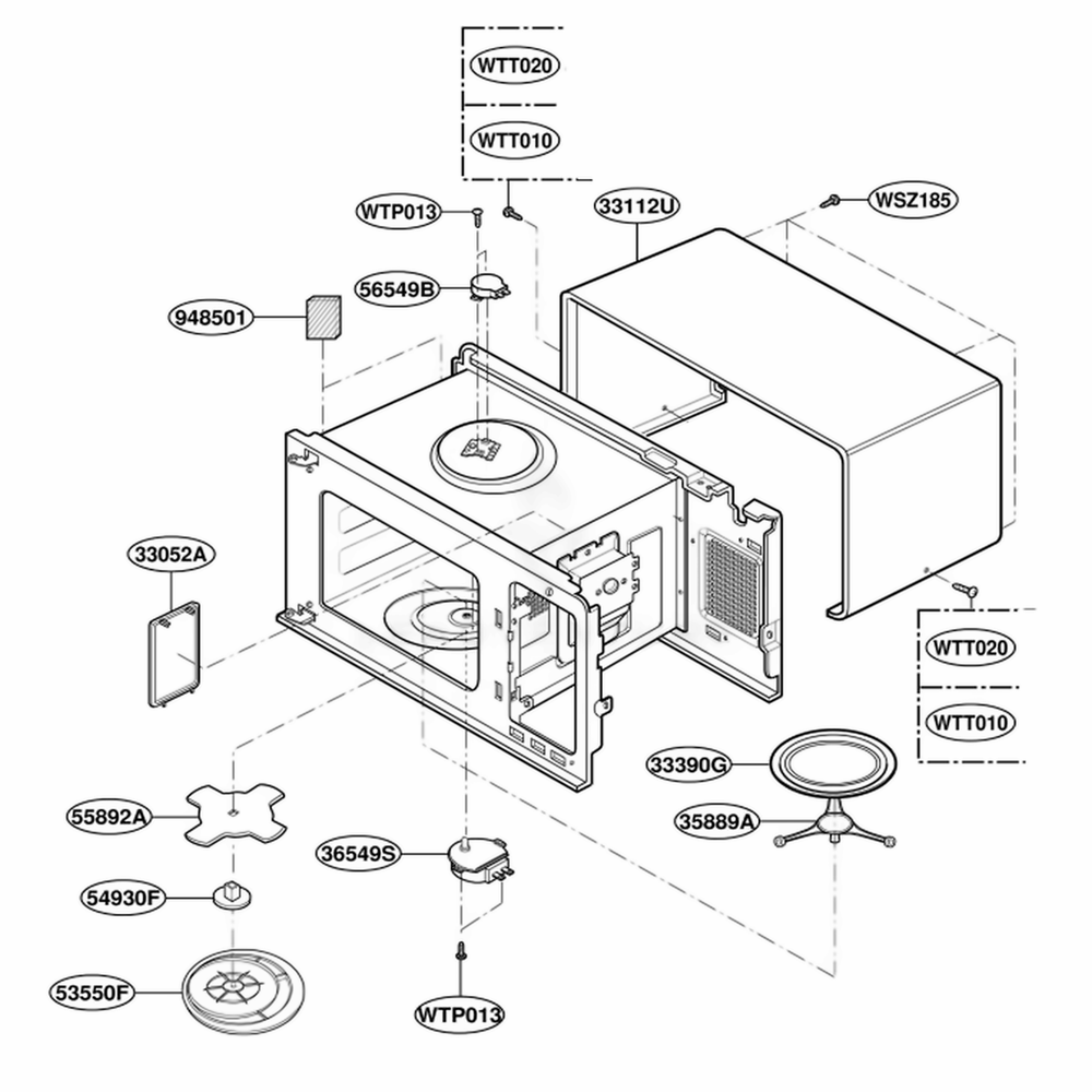 Oven Cavity Parts Diagram and Parts List for JE1860SH CSBEGEU LG Wall Oven