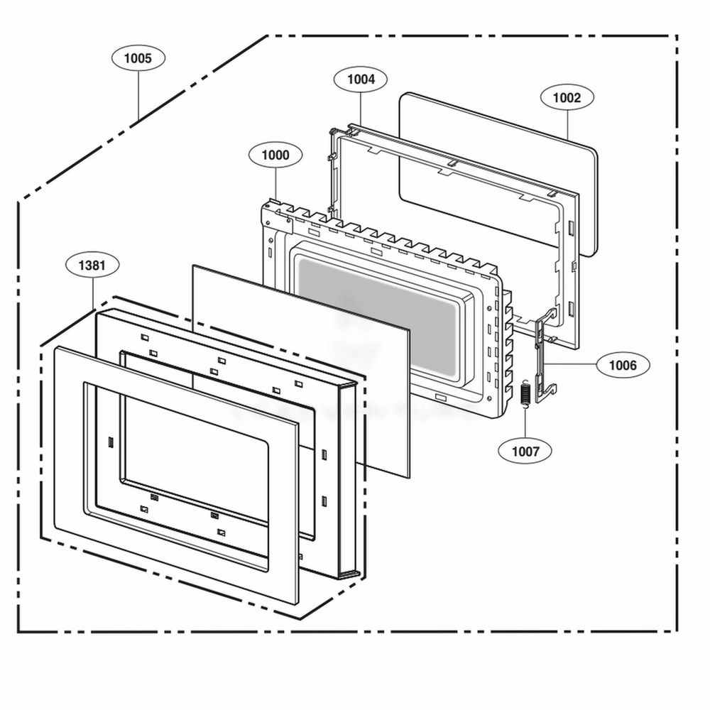 Door Parts Diagram and Parts List for LCS0712ST CSBEBBY LG Microwave