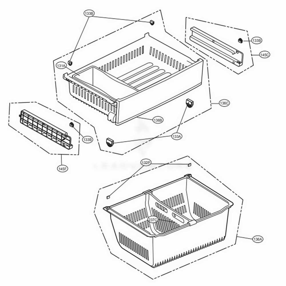 Freezer Parts Diagram and Parts List for LFC28768SW ASWCNA2 LG Refrigerator