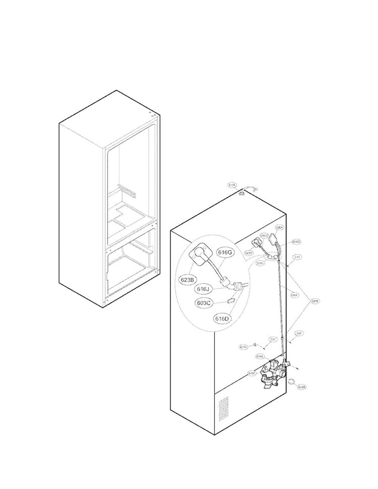 Valve And Water Tube Parts Diagram and Parts List for LFX25974SB 01 LG Refrigerator