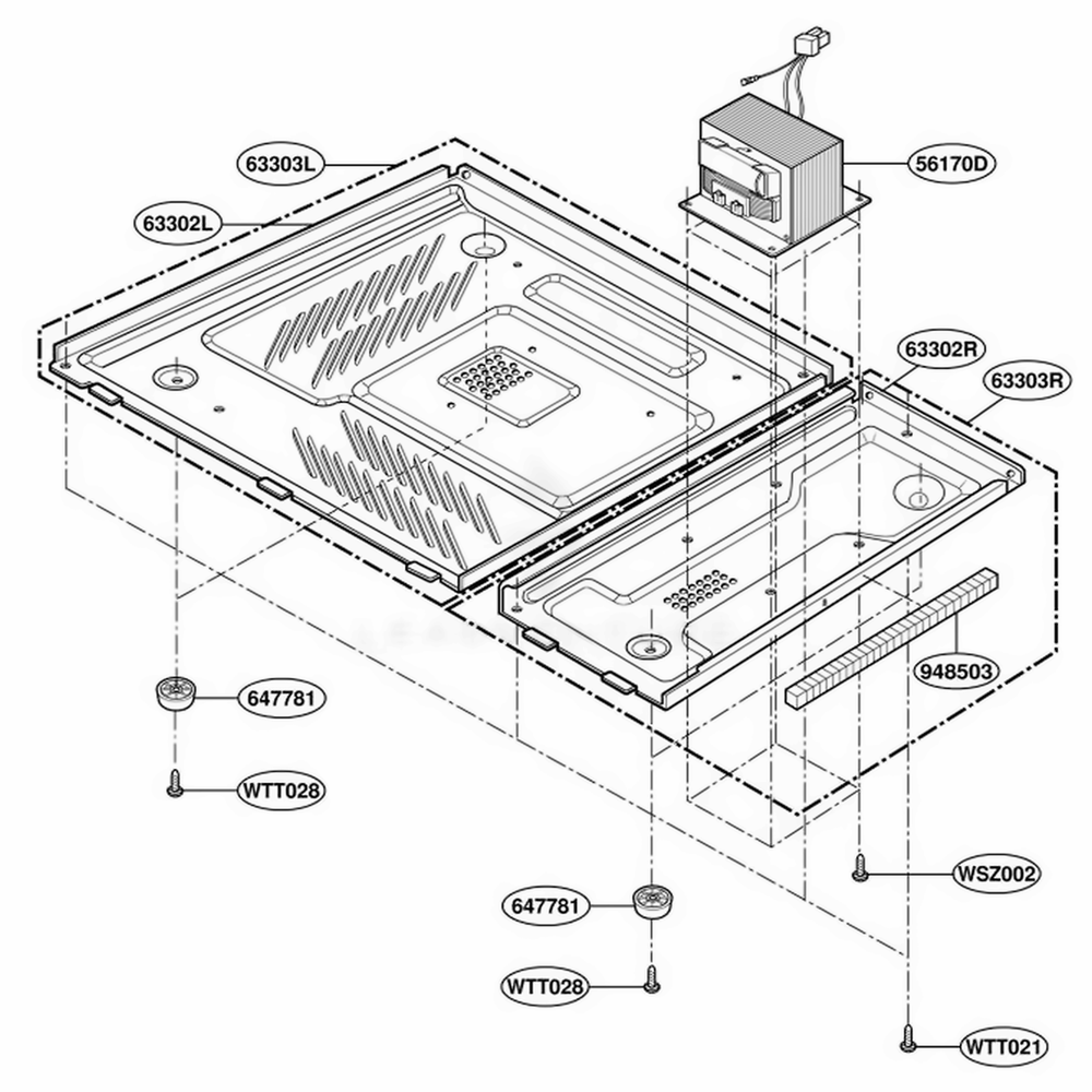 Base Plate Parts Diagram and Parts List for MT2115SJQ MWEWRP LG Range