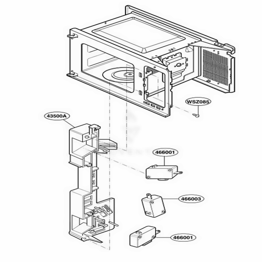 Latch Board Parts Diagram and Parts List for GT4175SPB CBKEWRP LG Wall Oven